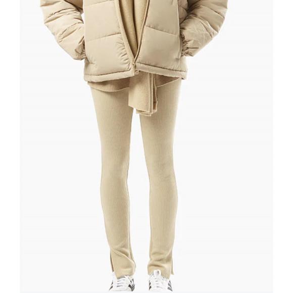 NEW WE WORE WHAT oat ribbed flare pants in oat - Picture 4 of 6